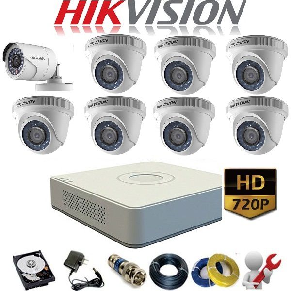 Trọn bộ 12 camera Hikvision 1Mp ( HD 720)